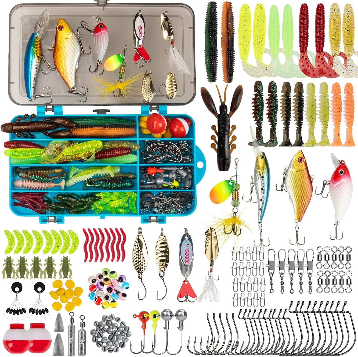 413-153PCS Fishing Tackle Box with Tackle Included Fishing Lures